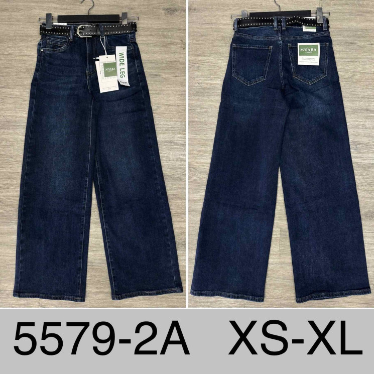 Джинси жіночі палаццо з ременем м.5579-2А (р:XS-XL) в упаковці 6 штук №764053 - UNO2Uva SER1864