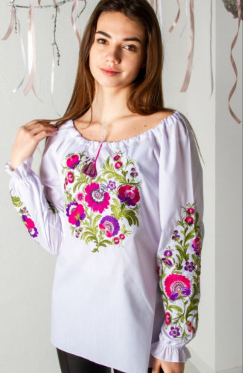 Вишиванка жіноча (Розмір: S-2XL) паплін в упаковці 5 штук №820794 - Ninette BG/PO2160