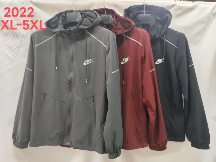 Вітрівка чоловіча, плащівка, м.2022 (р. XL-5XL), 3 кольори, в упаковці 5 штук №333601 - 