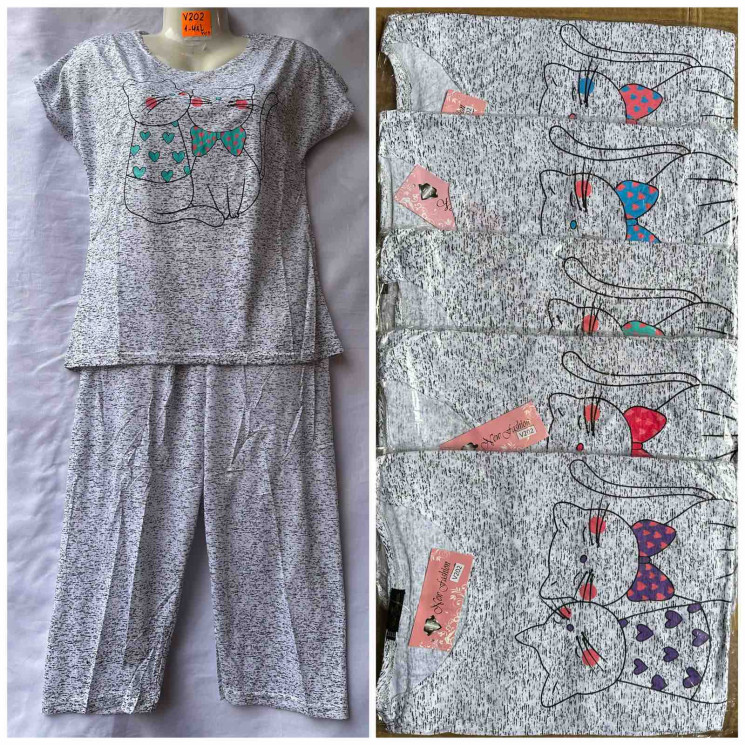 Піжама жіноча В202 з котону, розміри L–5XL, мікс кольорів