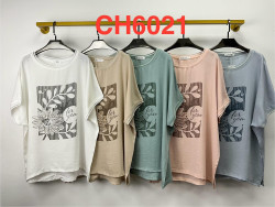 Футболка жіноча льон м.CH 6021 (р:3XL-4XL)  мікс кольорів в упаковці 5 штук  №761814