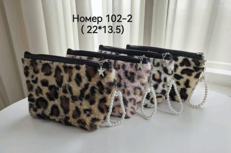Косметичка жіноча "102-2" хутро (р: 22*13.5см) мікс кольорів, в упаковці 12 шт. №378451 - Tessa272