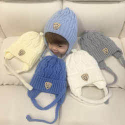 Шапка дитяча з відворотом Baby, в'язка, фліс (р. 46-50 см ), мікс кольорів, в упаковці 5 штук №321878