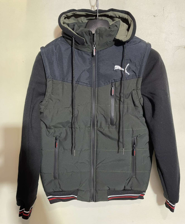 Куртка дитяча (Розмір: 38-46) плащівка "Puma" чорний+хакі колір в упаковці 5 штук №8167697 - Dasha SER2146_SE1030 
