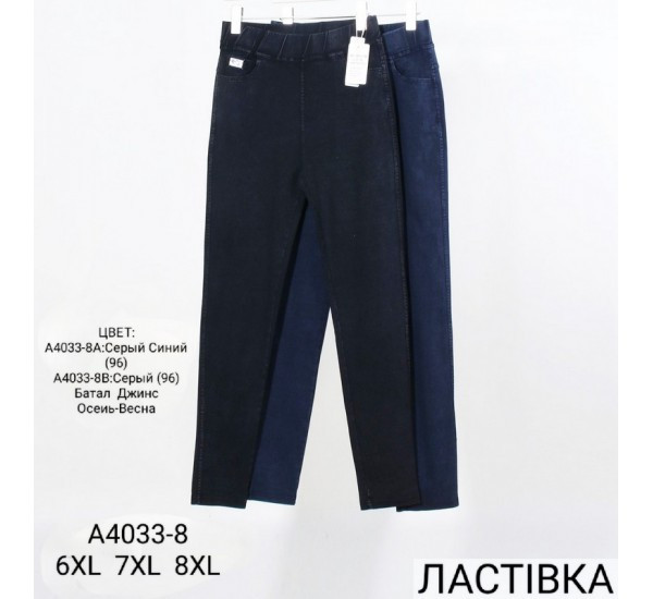Штани джинси жіночі, джинс, м.А4033-8 (р: 6XL-8XL), мікс кольорів, в упаковці 12 штук №333540 - 
