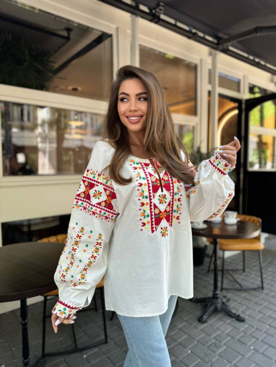 Вишиванка жіноча, льон (розміри: S,M,L ), в упаковці 3 штуки №329804 - Delux 909