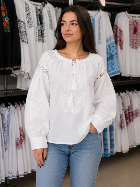 Вишиванка жіноча, льон (розміри: S,M,L ), в упаковці 3 штуки №348691 - Delux 909