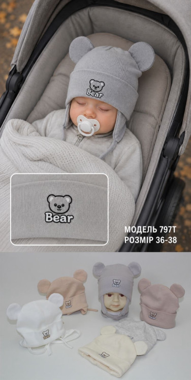 Шапочка дитяча, котон, м.797Т (р. 36-38 ), мікс кольорів, в упаковці 5 штук №347771 - Great