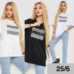 Футболка жіноча, м.25/6 (р. оверсайз), 3 кольора, в упаковці 3 штуки №750515