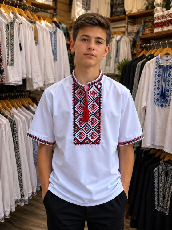 Вишиванка дитяча, паплін (розміри: 13-16 років ), в упаковці 4 штуки №343911 - Delux 909