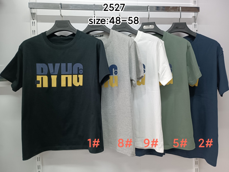 Футболка чоловіча, котон, м.2527 (розмір: 48-58 ), 5 кольорів, в упаковці 6 штук №341509 - 