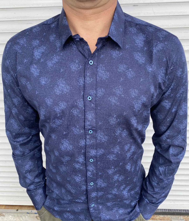 Сорочка No Brand р M-3XL Чоловіча S2960 blue - NikNumbers SE1041-1042