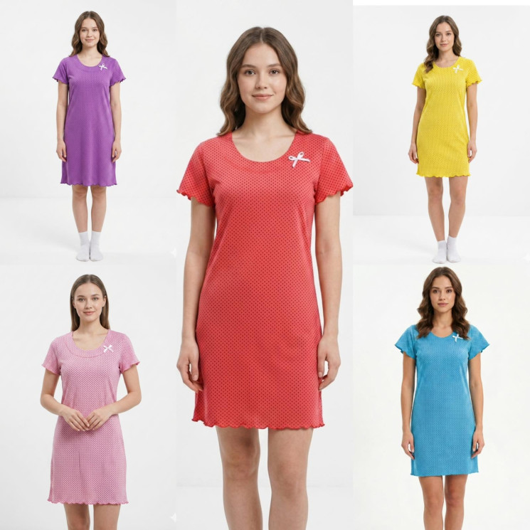 Нічна сорочка жіноча, бавовна, м.ANDIN 625 (р. 48-56), мікс кольорів, в упаковці 5 штук №345241 - Kazah SE821