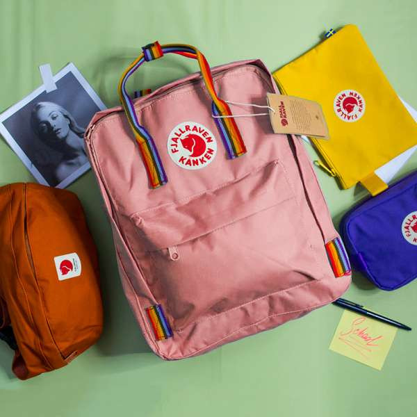 Рюкзак “Fjallraven Kanken” із райдужними ручками Пудра м.23620-16L (Розмір: 37*28*12 см) №755109 - Amsterdam HR277