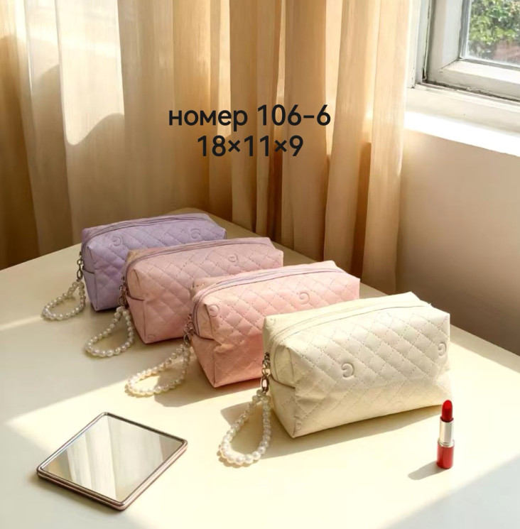 Косметичка жіноча "106-6" шкірзам (р: 18*11*9см) мікс кольорів, в упаковці 12 шт. №379688 - Tessa272