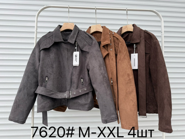 Куртка жіноча, екозамш, м.7620 (розмір: M-XXL ), 3 кольори, в упаковці 4 штуки №340518 - Vanda SE1013