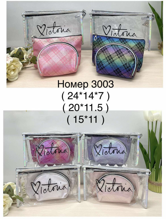 Набір із 3 косметичок "3003" (р. 24*14*7см) мікс кольорів, в упаковці 12 шт. №357819 - Tessa272