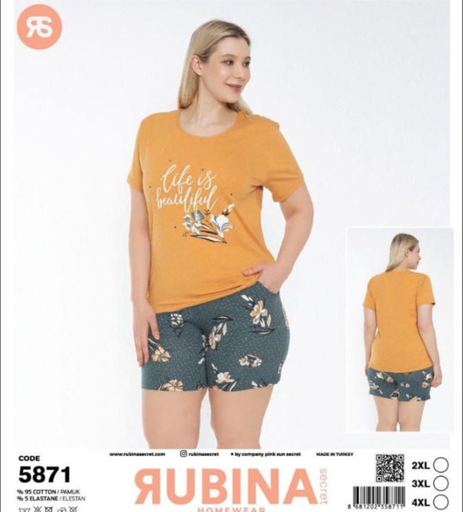 Піжама жіноча "5871" котон (р: 2XL,3XL,4XL) в упаковці 3 шт. №383560 - DisneyOpt SE893