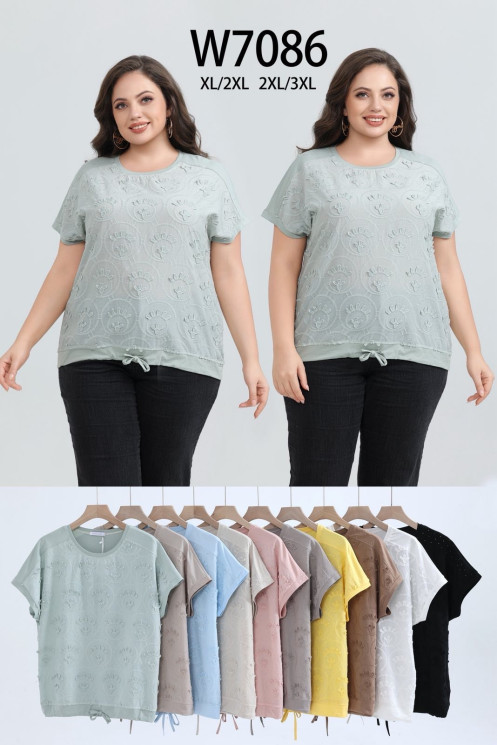 Футболка жіноча, котон, м.W7086 (розмір: XL-3XL ), мікс кольорів, в упаковці 10 штук №342836 - Vanda SE1013