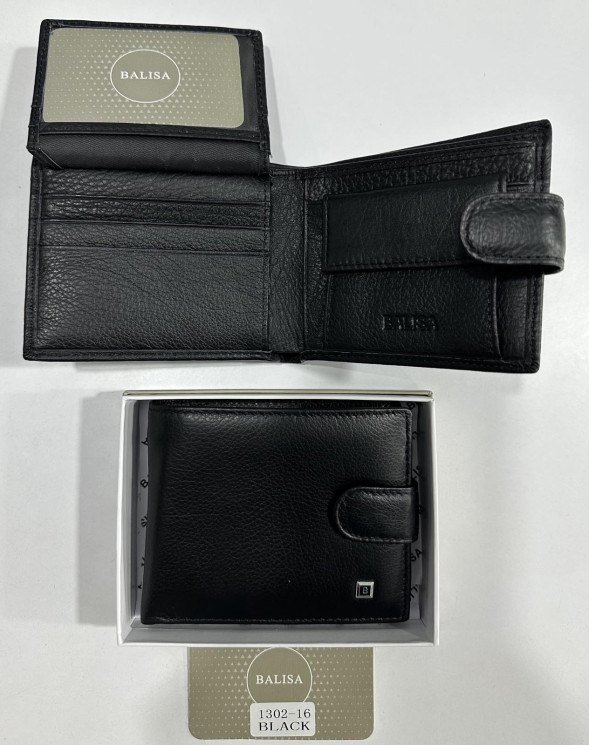 Гаманець чоловічий, натуральна шкіра, магніт, м.1302-16-Black, №1000050 - Balisa HR302