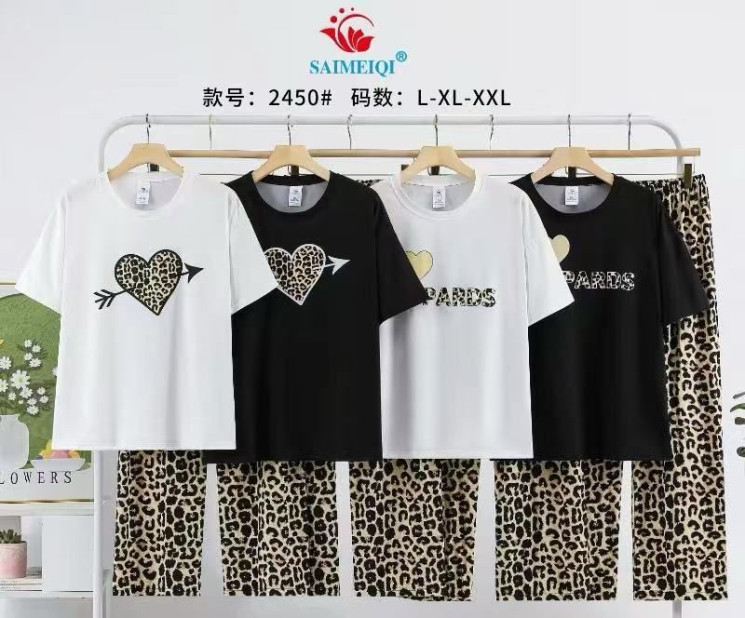 Піжама жіноча трикотаж м.2450 (Розмір:L-2XL) в упаковці 3 штуки №763193 - Ekaterina