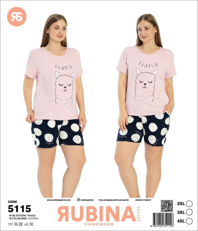 Домашній костюм жіночий, трикотаж, м.5115 (р. 2XL-4XL ), в упаковці 3 штуки №331018 - Romeolife SE544