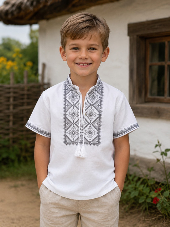 Вишиванка дитяча, льон (розміри: 7-12 років), в упаковці 6 штук №343913 - Delux 909