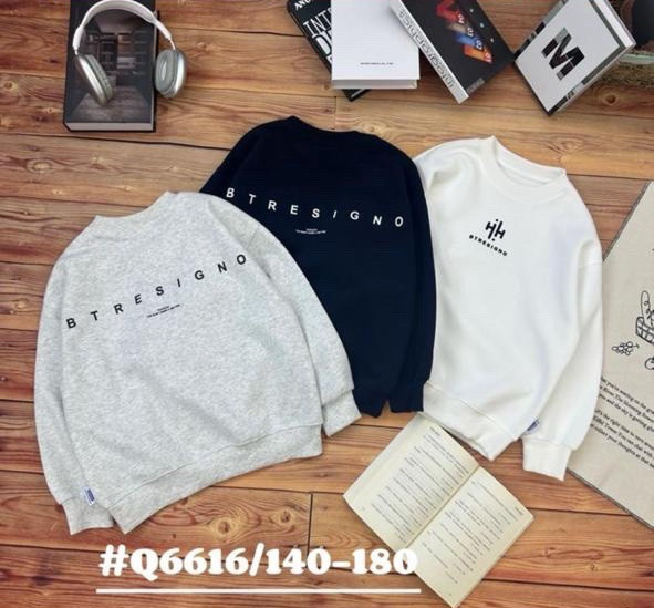 Батник дитячий, двунитка, м.Q6616  (р. 140-180 ), 3 кольори, в упаковці 5 штук №347273 - 