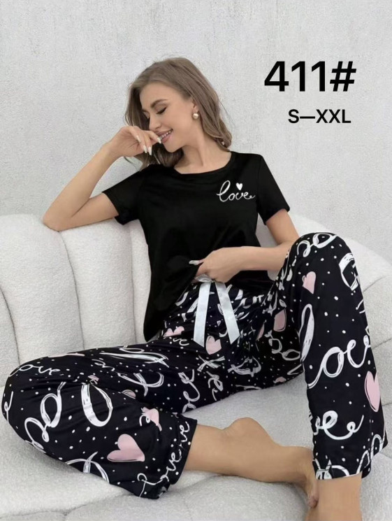Піжама жіноча, бамбук, м.411 (р. S-2XL), 2 кольори, в упаковці 5 штук №340779 - Focus zel 1396