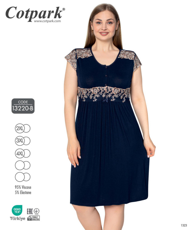 Нічна сорочка жіноча, трикотаж "13220-В" (р: 3XL,4XL,5XL) в упаковці 3 шт. №358576 - Romex HR1980