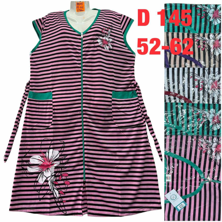 Халат жіночий, трикотаж, м.D145 (р. 52-62 ), мікс кольорів, в упаковці 6 штук №331515 - Vanda SE1013