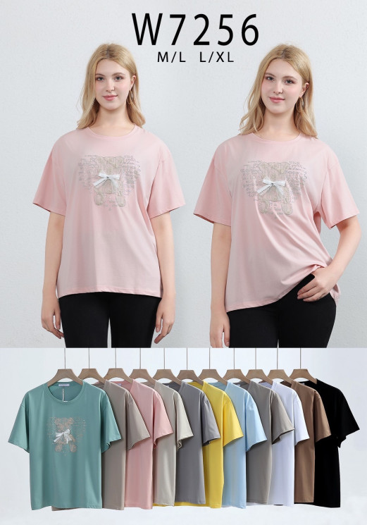 Футболка жіноча, котон, м.W7256 (розмір: M-XL ), мікс кольорів, в упаковці 10 штук №342837 - Vanda SE1013