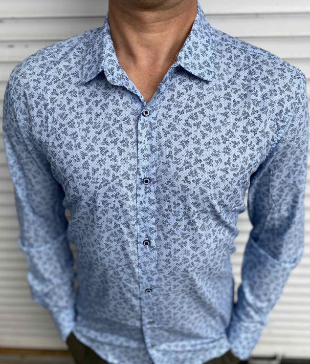 Сорочка No Brand р M-3XL Чоловіча S2965 l.blue - NikNumbers SE1041-1042
