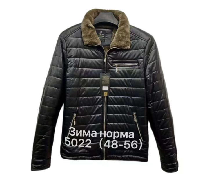 Куртка зимова чоловіча, шкірзамінник, хутро, м.5022 (р. 48-56), 2 кольори, в упаковці 5 штук №337947 - 