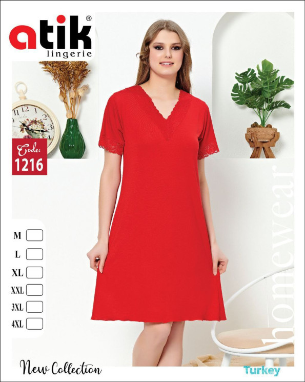 Нічна сорочка жіноча, бамбук, ажур, м.1216 (розмір: M-2XL ​), в упаковці 6 штук №341920 - Karahan HR1930