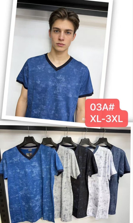 Футболка чоловіча, трикотаж, м.03А (р. XL-3XL ), мікс кольорів, в упаковці 5 штук №340818 - Vanda SE1013