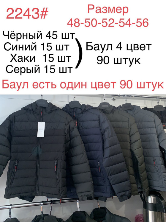 Куртка демісезонна чоловіча, плащівка, холофайбер, м.2243 (р. 48-56 ), 4 кольори, в упаковці 5 шт. №324315 - 