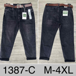Джинси жіночі батал мом з ременем м.1387-С (р:M-4XL) в упаковці 6 штук №764059