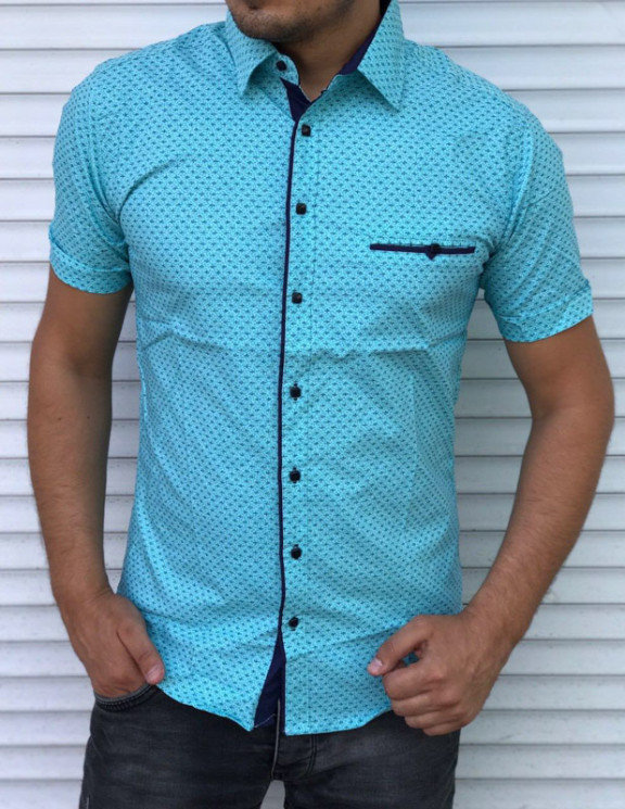 Сорочка No Brand р M-3XL Чоловіча S1202 blue - NikNumbers SE1041-1042